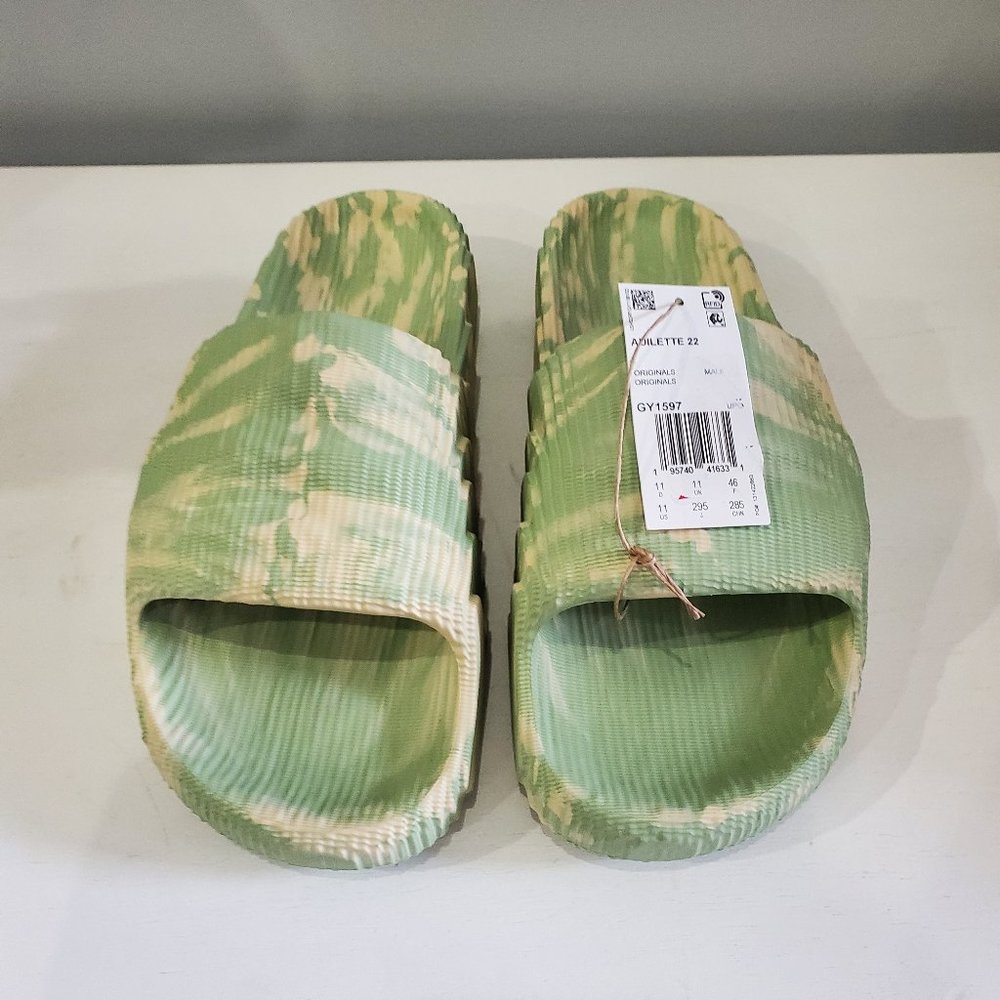 Adidas Adilette 22 Sandals Slides GY1597  "Magic Lime Desert Sand" Men's Size 11